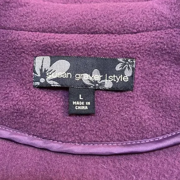 Susan Graver Purple Fleece Jacket. L - Picture 3 of 5